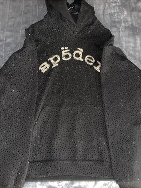 Black Sp5der VVS Sweater with White Logo Detail
